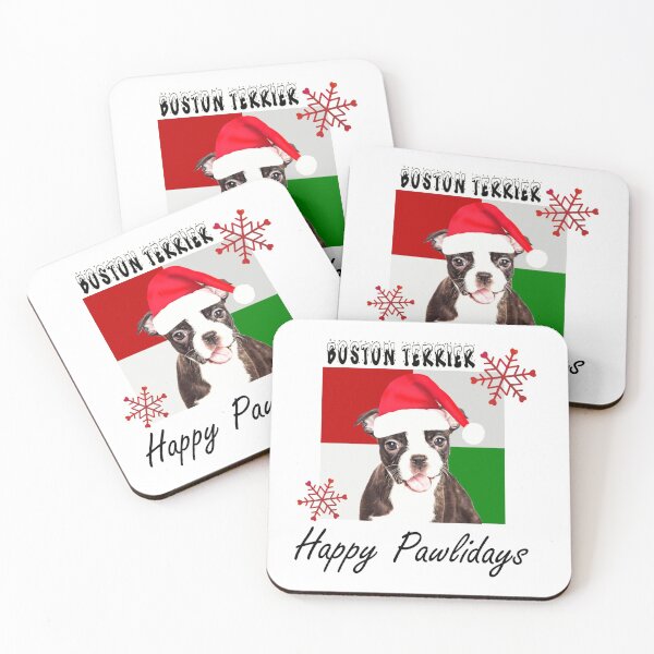 Item preview, Happy Pawlidays – Christmas Boston Terrier Dog Design w/ Santa Hat designed and sold by platinumblks.