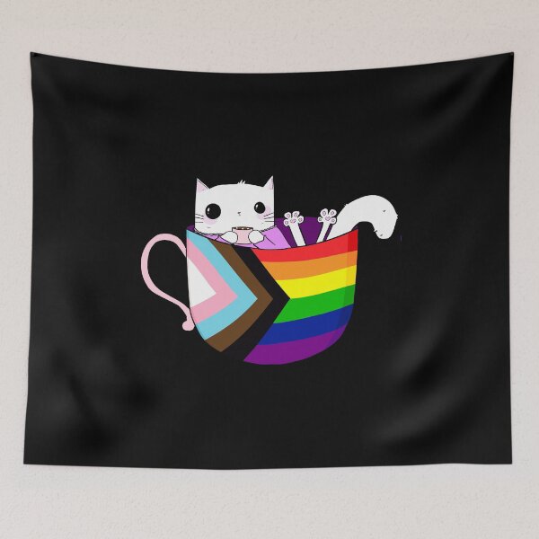Item preview, White Kitty in a Pride Flag Mug  designed and sold by MoonBuckets.