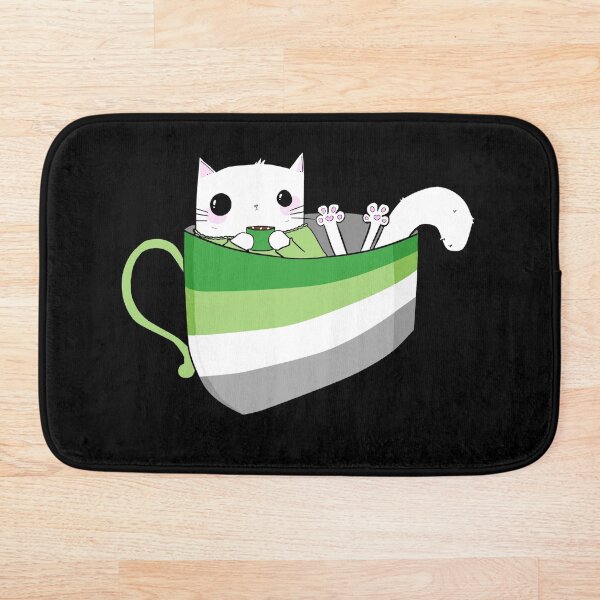 Artikelvorschau, Weißes Kitty in einem Aro Pride Flag-Becher entworfen und verkauft von MoonBuckets.