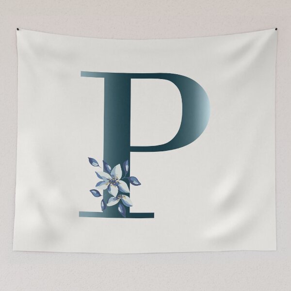 Item preview, Letter P - Blue Watercolor Flower designed and sold by CiaraPrints.