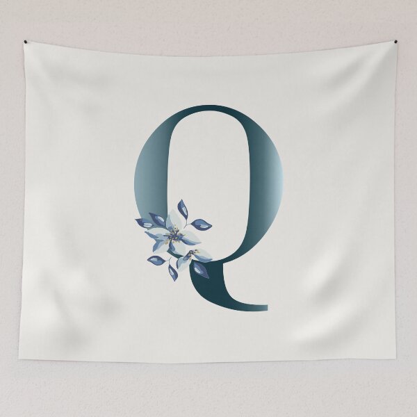 Item preview, Letter Q - Blue Watercolor Flower designed and sold by CiaraPrints.