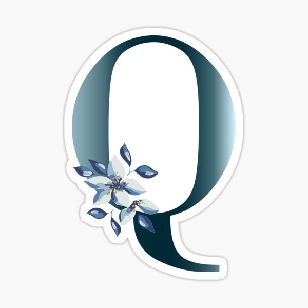 Item preview, Letter Q - Blue Watercolor Flower designed and sold by CiaraPrints.