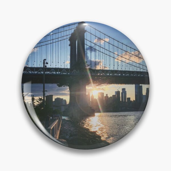 Item preview, Manhattan Bridge Skyline Sun Brooklyn New York City  designed and sold by eleonoraingrid.