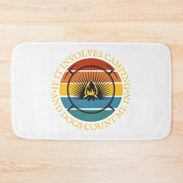 Item preview, If it involves camping and dogs count me in, Retro sunset campfire print designed and sold by Auntieck.