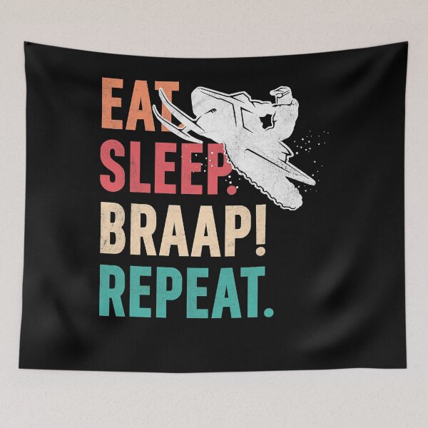 Item preview, Eat Sleep Braap Repeat Funny Snowmobile Vintage Snowmobiling T-Shirt designed and sold by OsborneKlein.