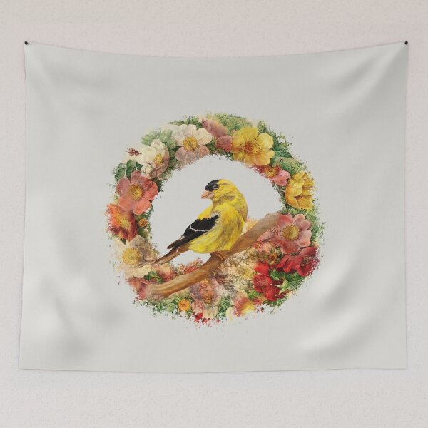 Item preview, Goldfinch In Flowers Garland designed and sold by Angeles M. Pomata.