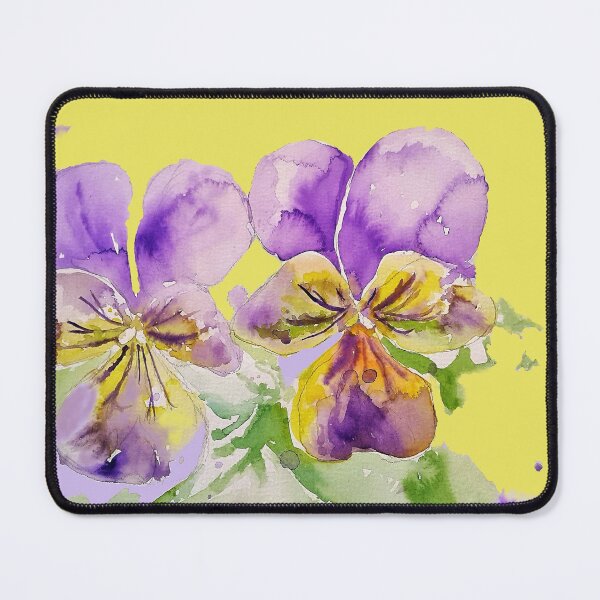 Item preview, Viola Watercolor Purple Flower - violas On Yellow designed and sold by Sarah  Rajkotwala.