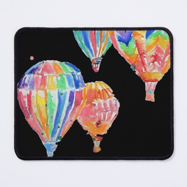 Item preview, Hot Air Balloon Watercolor Painting on Black Balloons designed and sold by Sarah Rajkotwala.