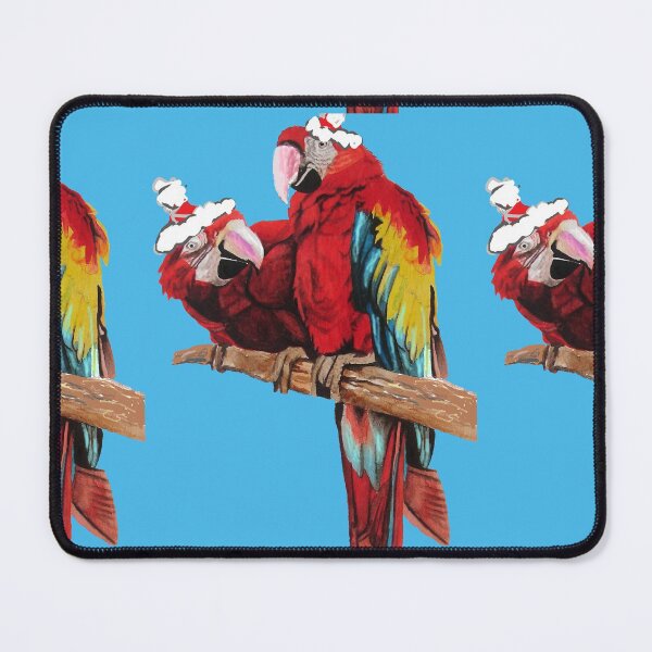 Item preview, Christmas Macaw - Here Comes Santa Macaws! - on Blue designed and sold by Sarah Rajkotwala.