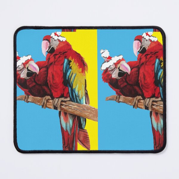 Item preview, Christmas Macaw - Here Comes Santa Macaws! - on Blue and Yellow designed and sold by Sarah Rajkotwala.