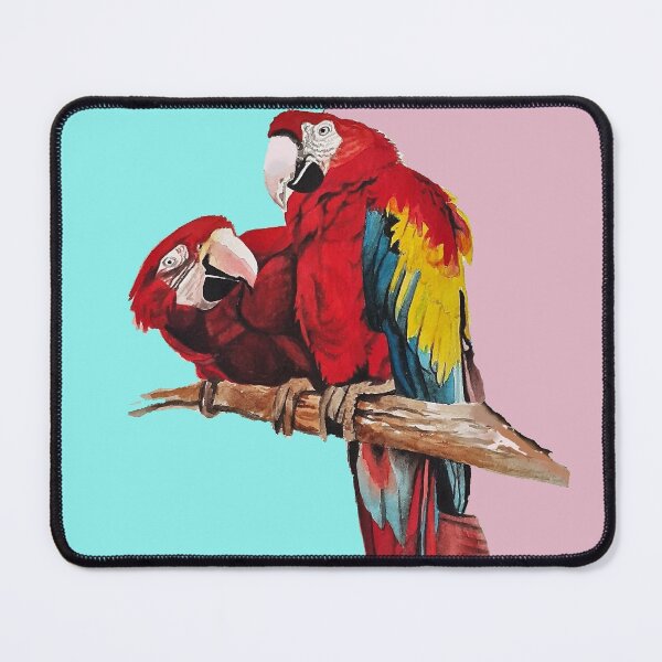 Item preview, Macaw Parrot Watercolor Painting on Aqua and Pink designed and sold by Sarah  Rajkotwala.