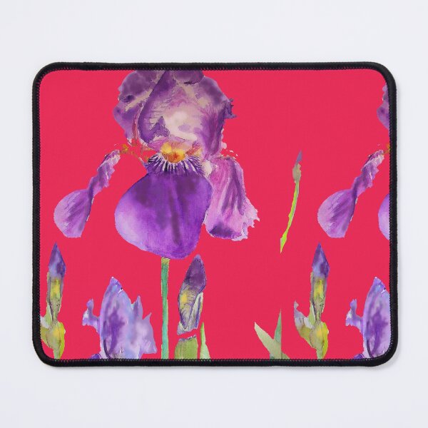 Item preview, Iris Watercolor Painting - Elegant Purple on Rich Red designed and sold by Sarah  Rajkotwala.