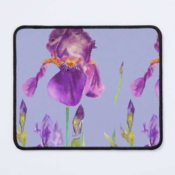 Iris Watercolor Painting - Elegant Purple on Light Purple Mouse Pad