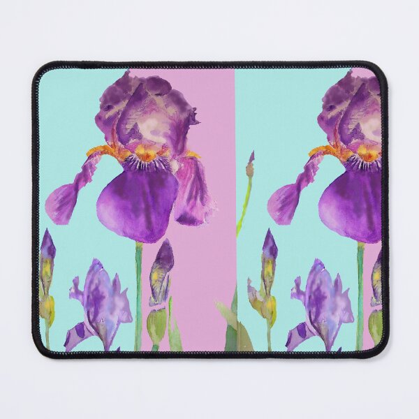 Item preview, Iris Watercolor Painting - Elegant Purple on Aqua & Lilac designed and sold by Sarah  Rajkotwala.