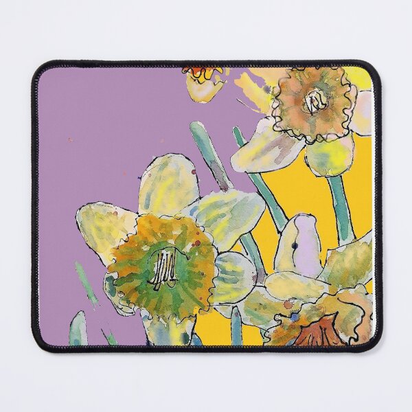 Item preview, Abstract Yellow Daffodil Watercolor Pattern on Lilac designed and sold by Sarah  Rajkotwala.