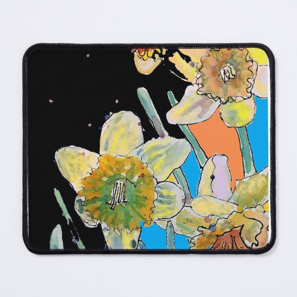 Item preview, Abstract Yellow Daffodil Watercolor Pattern on Mulit Coloured designed and sold by Sarah Rajkotwala.