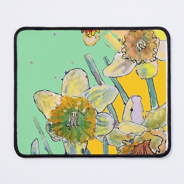 Item preview, Abstract Yellow Daffodil Watercolor Pattern on Green designed and sold by Sarah  Rajkotwala.