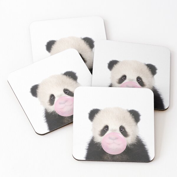Item preview, Baby Panda Bear Blowing Bubble Gum Pink by Zouzounio Art designed and sold by zouzounioart.
