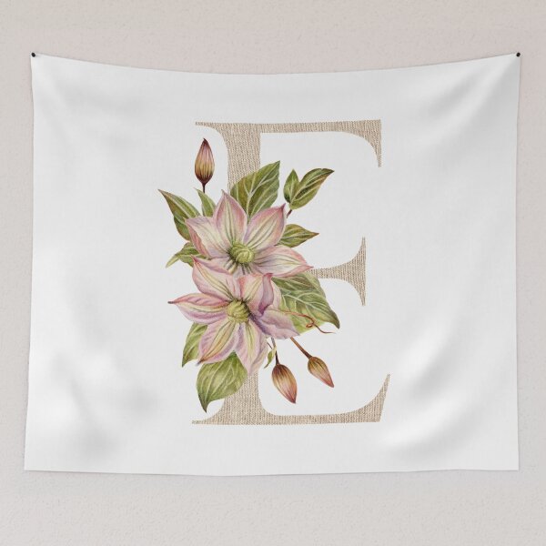 Item preview, Vintage Beige Letter E With Abstract Flowers and Leaves. Floral Letter E designed and sold by silviaol.