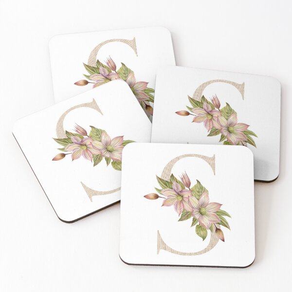 Item preview, Vintage Beige Letter S With Abstract Flowers and Leaves. Floral Letter S designed and sold by silviaol.