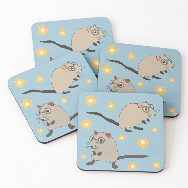 Item preview, Gerbils - Cute Grey and Blue Animal Illustration Pattern designed and sold by TheRainbowRoom.