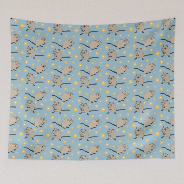 Item preview, Gerbils - Cute Grey and Blue Animal Illustration Pattern designed and sold by TheRainbowRoom.