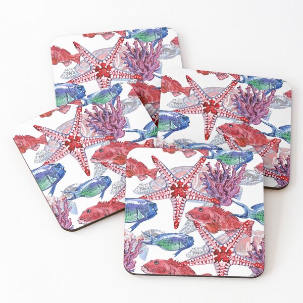 Item preview, Fishes Starfishes Coral Painting  designed and sold by HarrioBend.