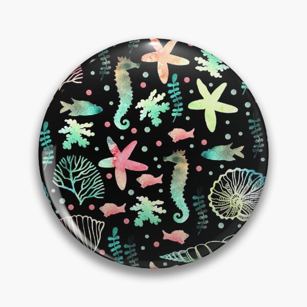 Item preview, Seashells Horse Fishes Plants On Black  designed and sold by HarrioBend.