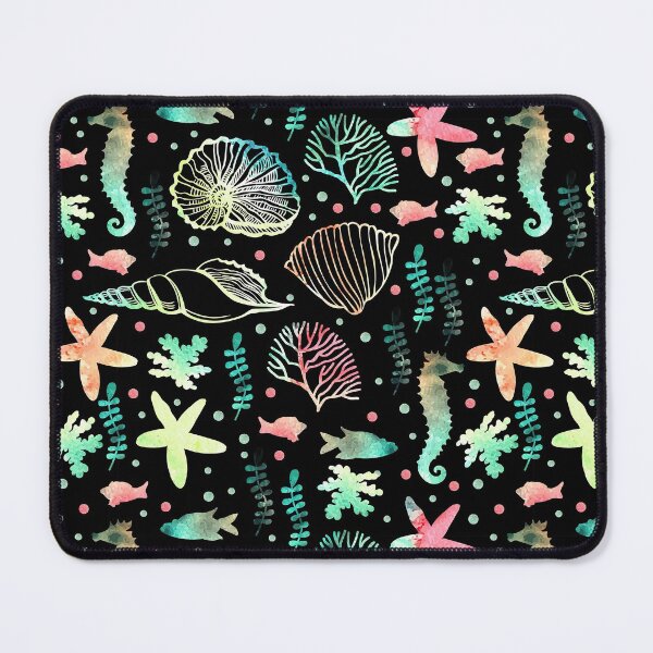Item preview, Seashells Horse Fishes Plants On Black designed and sold by HarrioBend.