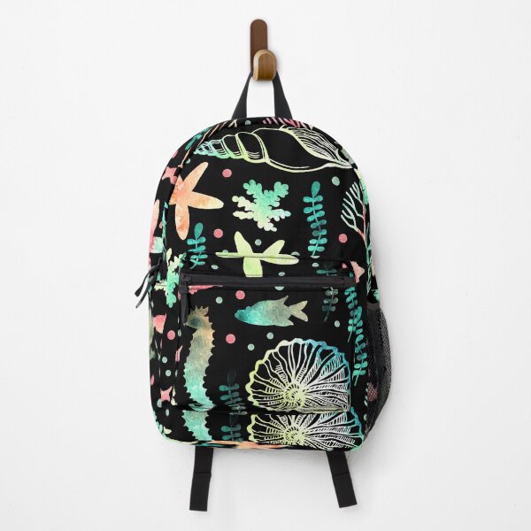Item preview, Seashells Horse Fishes Plants On Black  designed and sold by HarrioBend.