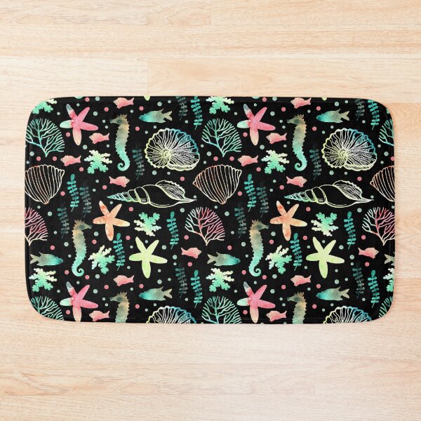 Item preview, Seashells Horse Fishes Plants On Black  designed and sold by HarrioBend.