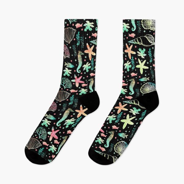 Item preview, Seashells Horse Fishes Plants On Black  designed and sold by HarrioBend.