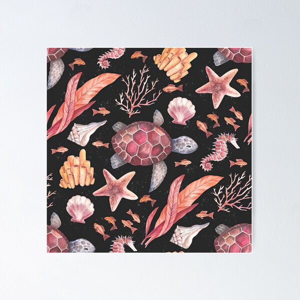 Item preview, Watercolor Turtle Starfish Seashell  designed and sold by HarrioBend.