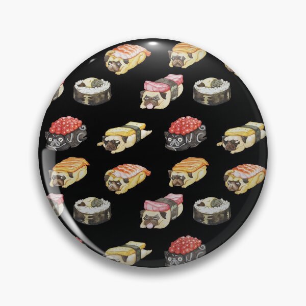Artikelvorschau, Sushi Mops Aquarell entworfen und verkauft von Huebucket.