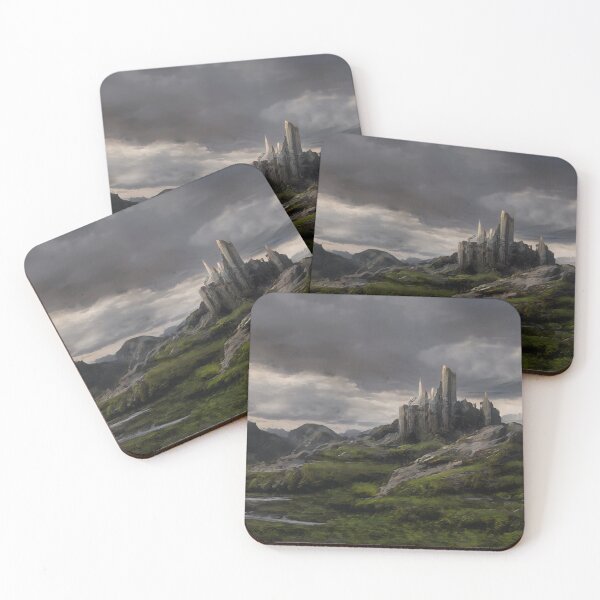 Item preview, Mountain Fortress Fantasy Landscape Digital Painting designed and sold by LonelyFootpad.