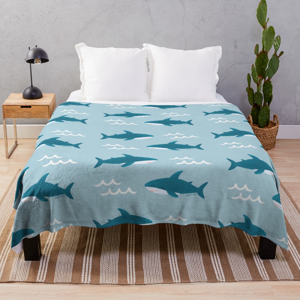 Brucie ikea shark pattern (Blahaj) Throw Blanket