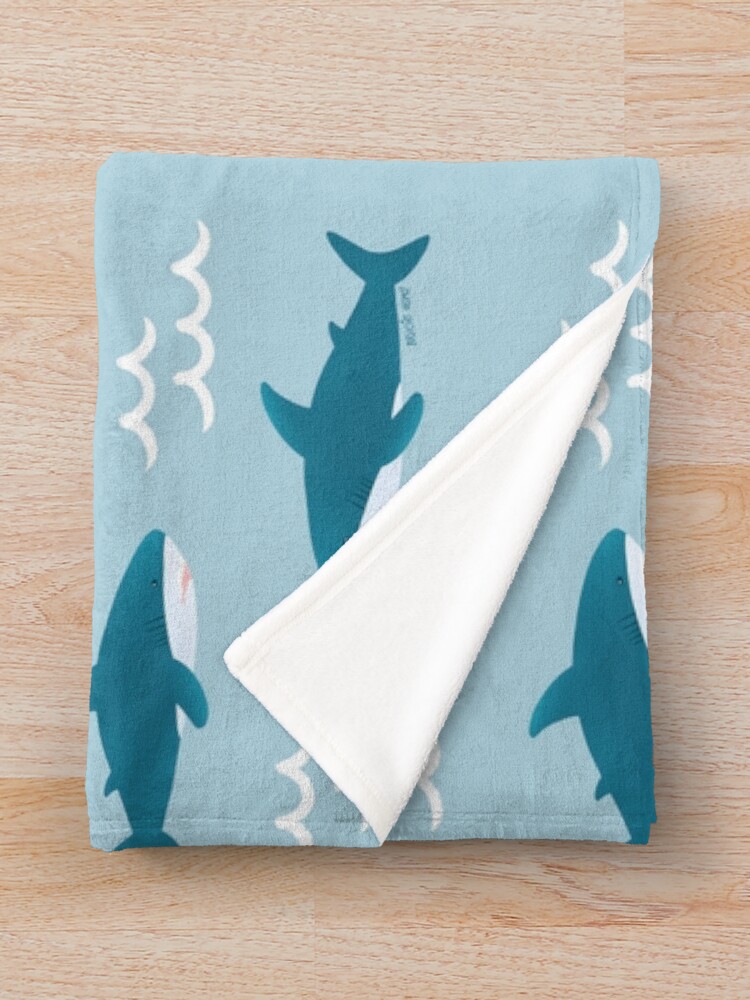 Alternate view of Brucie ikea shark pattern (Blahaj) Throw Blanket