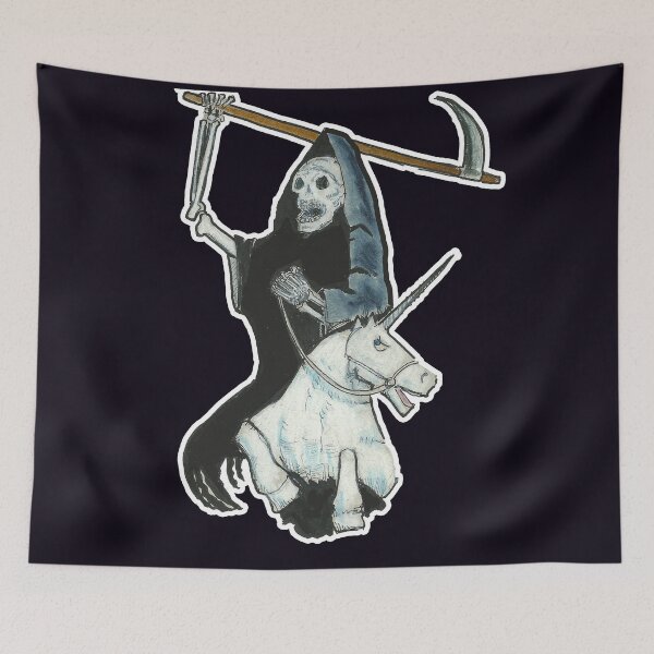 Item preview, Grim Reaper On Scary Unicorn designed and sold by Starbelly208.