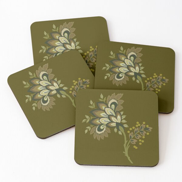 Item preview, Jacobean Single Bloom - Light Olive designed and sold by Sarah Thorpe Designs .