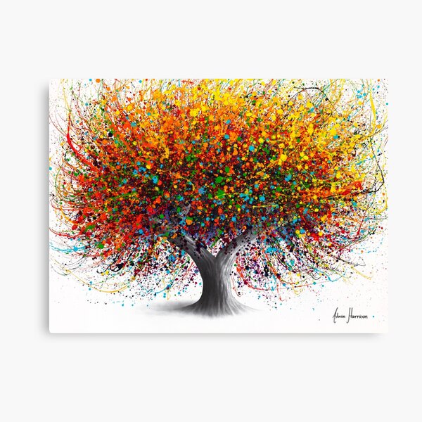 Framed Canvas Art (Gold Floating Frame) - Bright Collective Tree by Ashvin Harrison ( Floral & Botanical > Trees art) - 18x26 in