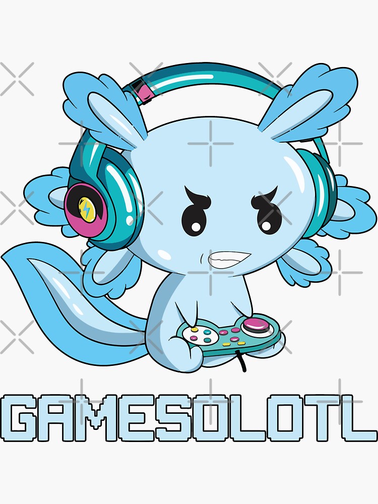 Pegatina Gamesolotl Gamer Axolotl Fish Jugando Videojuegos De SHARLOTTEJENSEN Redbubble