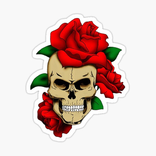 Skull and Roses Sticker