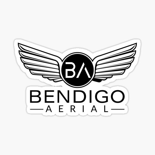 Bendigo Aerial Merchandise - White Background - Black Logo Sticker