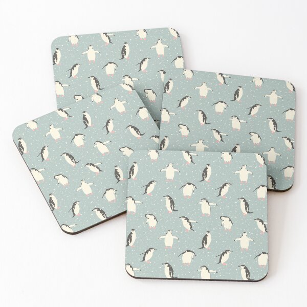 Item preview, Penguins On Snowfall Turquoise Background  designed and sold by AletacStore.