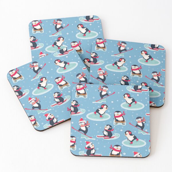 Item preview, Penguins Skating On Blue Background  designed and sold by AletacStore.