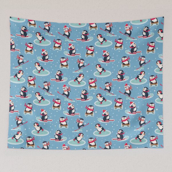Item preview, Penguins Skating On Blue Background  designed and sold by AletacStore.