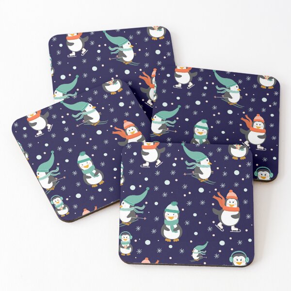Item preview, Penguins Skating On Snowfall Background  designed and sold by AletacStore.