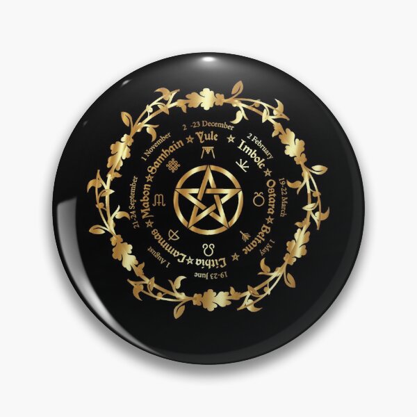 Item preview, Wicca calendar, pentagram, gold wheel of the year designed and sold by ThommyBLN.