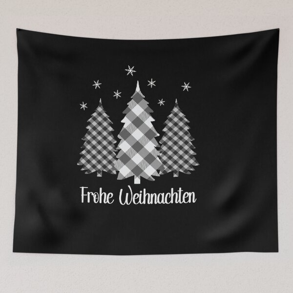 Item preview, Frohe Weihnachten German Holiday Saying With Plaid Christmas Trees designed and sold by Bad Kitty Designz.
