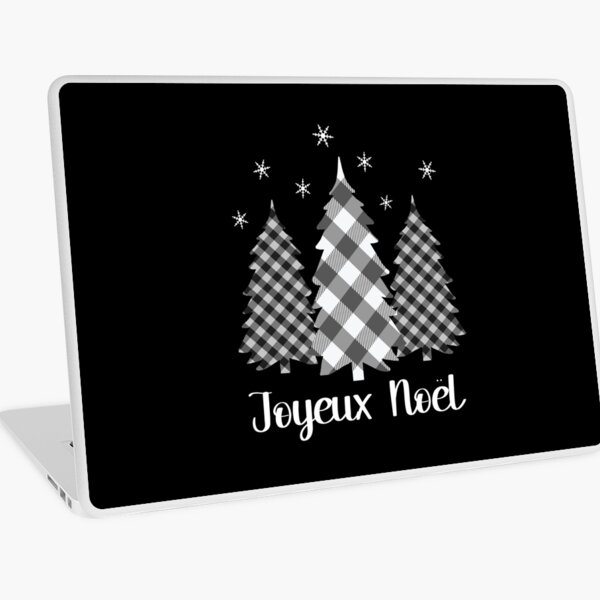Aperçu de l'œuvre Joyeux Noël French Holiday Dire avec des arbres de Noël à carreaux créée et vendue par Bad Kitty Designz.